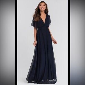 Kleinfeld Black Flutter Sleeve Bridesmaid Dress 200037 Size 2 NWT